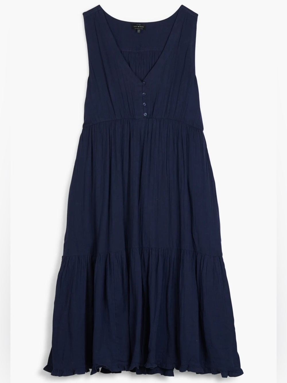 LUCKY BRAND Cotton Gauze Maxi Dress American Navy Sleeveless - Size Small - Picture 13 of 13
